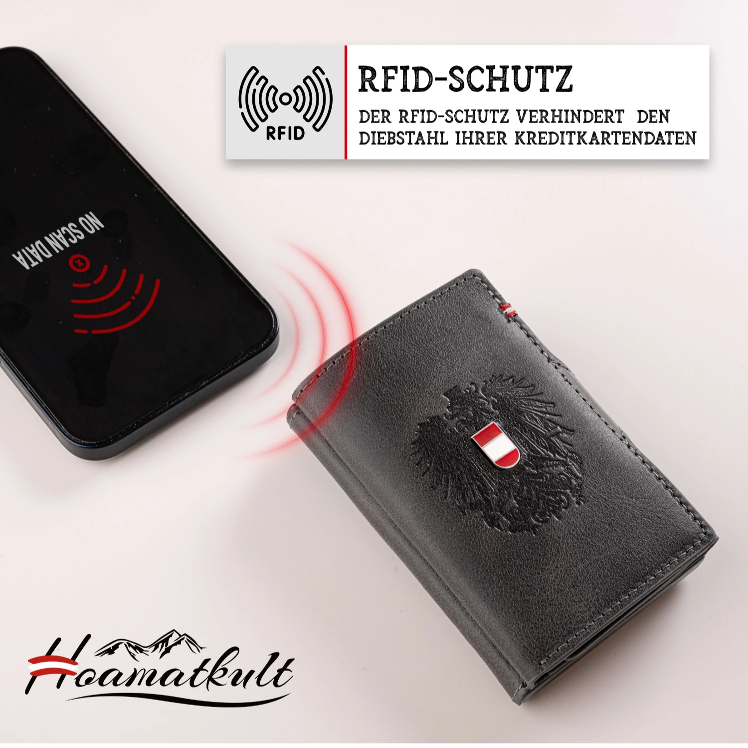 Adler Smart Wallet mit Karten-Pop-Up Funktion aus Echtleder