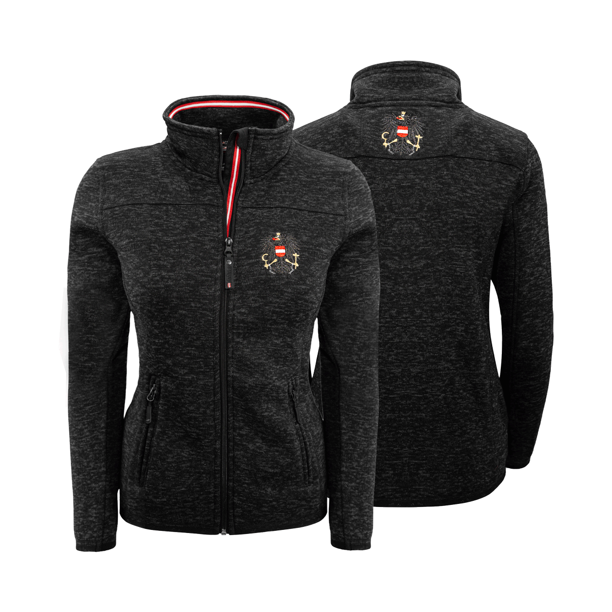 Schwarze Glitzer Fleece Jacke Damen