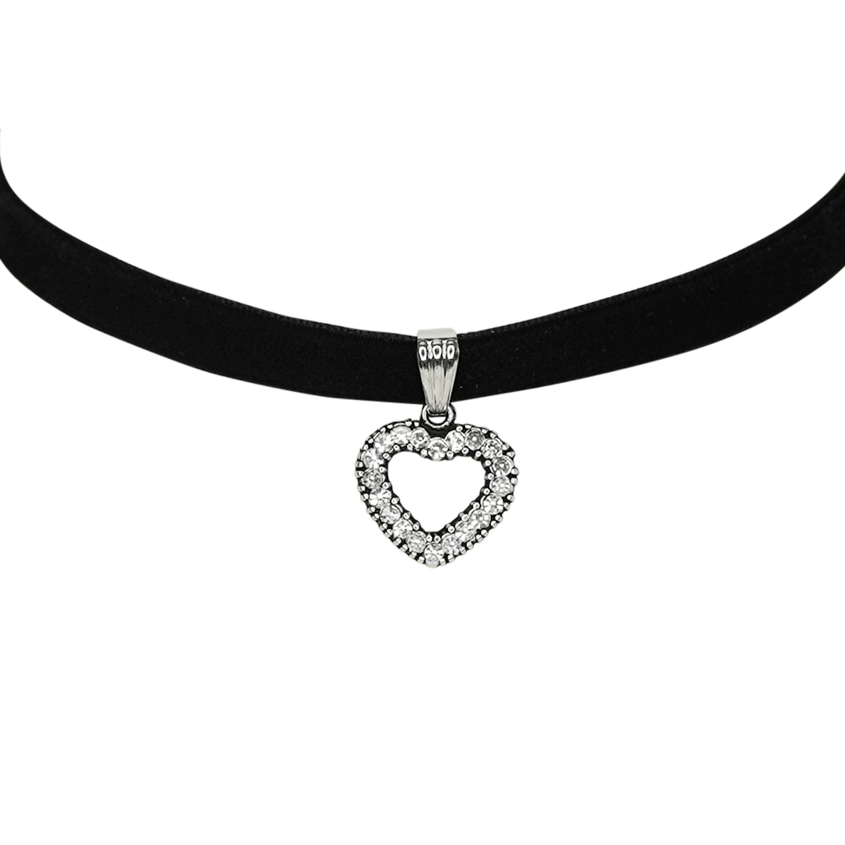 Schwarze Halskette Herz mit Swarovski Steine #Farbe_Schwarz