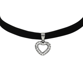 Herz Halskette mit Swarovskisteinen - Samtband