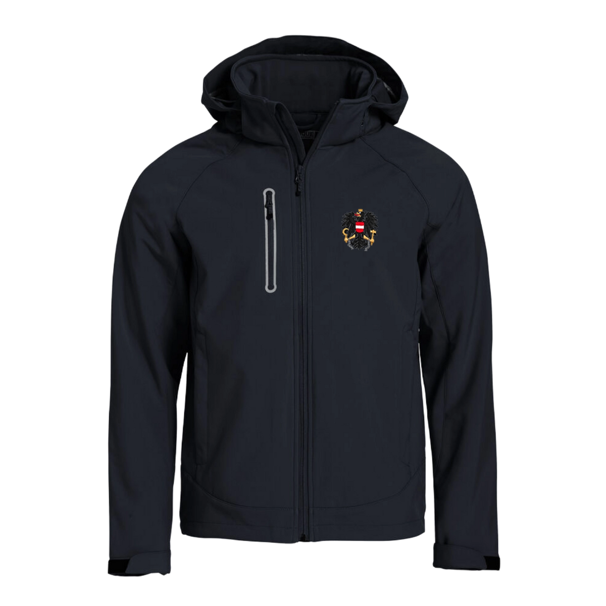 Schwarze Herren Softshelljacke Österreich Adler #Farbe_Schwarz