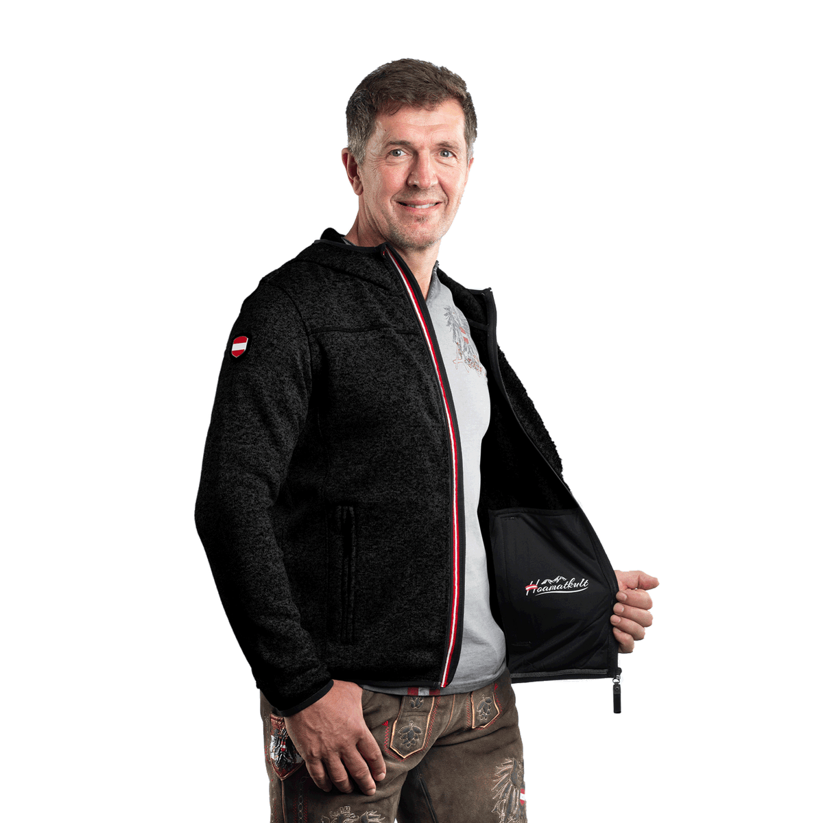 Schwarze Kultjacke für Herren Hoamatkult