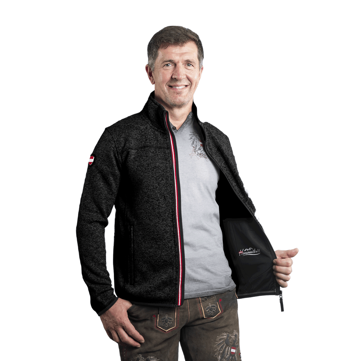 Schwarze Kultjacke ohne Kapuze Herren Hoamatkult