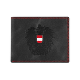 Schwarze Österreich Adler Geldtasche rote Kontrastnaht #Farbe_Schwarz Rot