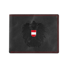 Österreich Adler Geldtasche - Leder Schwarz Rot Kontrast