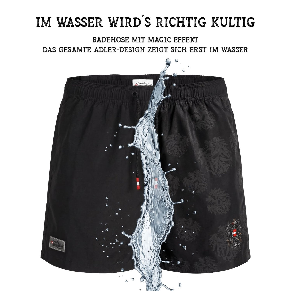 Schwarze Österreich Badehose Magic Effekt #Farbe_Schwarz