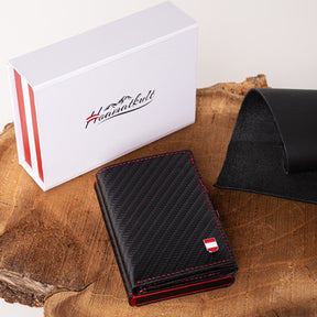 Österreich Smart Wallet Trifold mit Karten-Pop-Up Funktion aus Echtleder