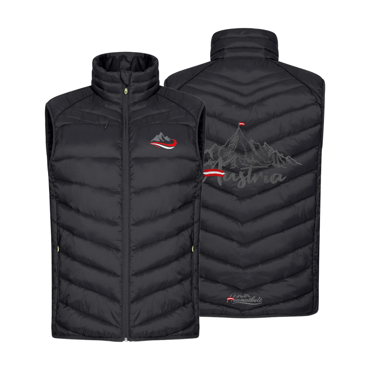 Schwarze Steppweste Herren Berg Austria Stick #Farbe_Schwarz