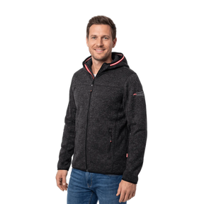 Schwarze Strickfleece Jacke für Herren