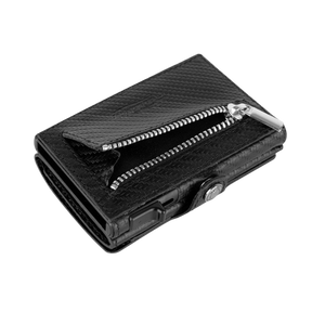 Adler Smart Wallet mit Karten-Pop-Up Funktion aus Echtleder - Carbon Schwarz