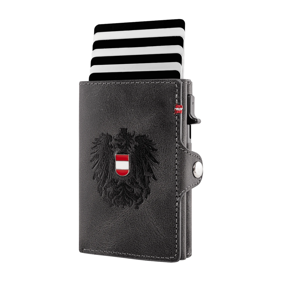 Schwarzes Flip Wallet Österreich Adler Metall Wappen #Farbe_Schwarz