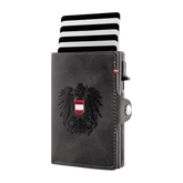 Schwarzes Flip Wallet Österreich Adler Metall Wappen #Farbe_Schwarz