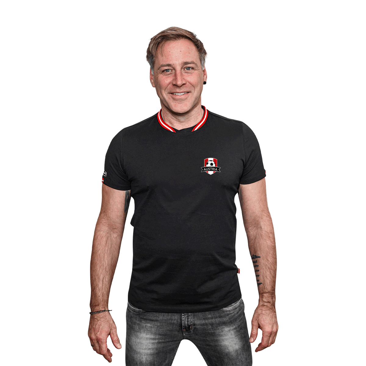 Schwarzes Fußball T-Shirt Austria #Farbe_Schwarz