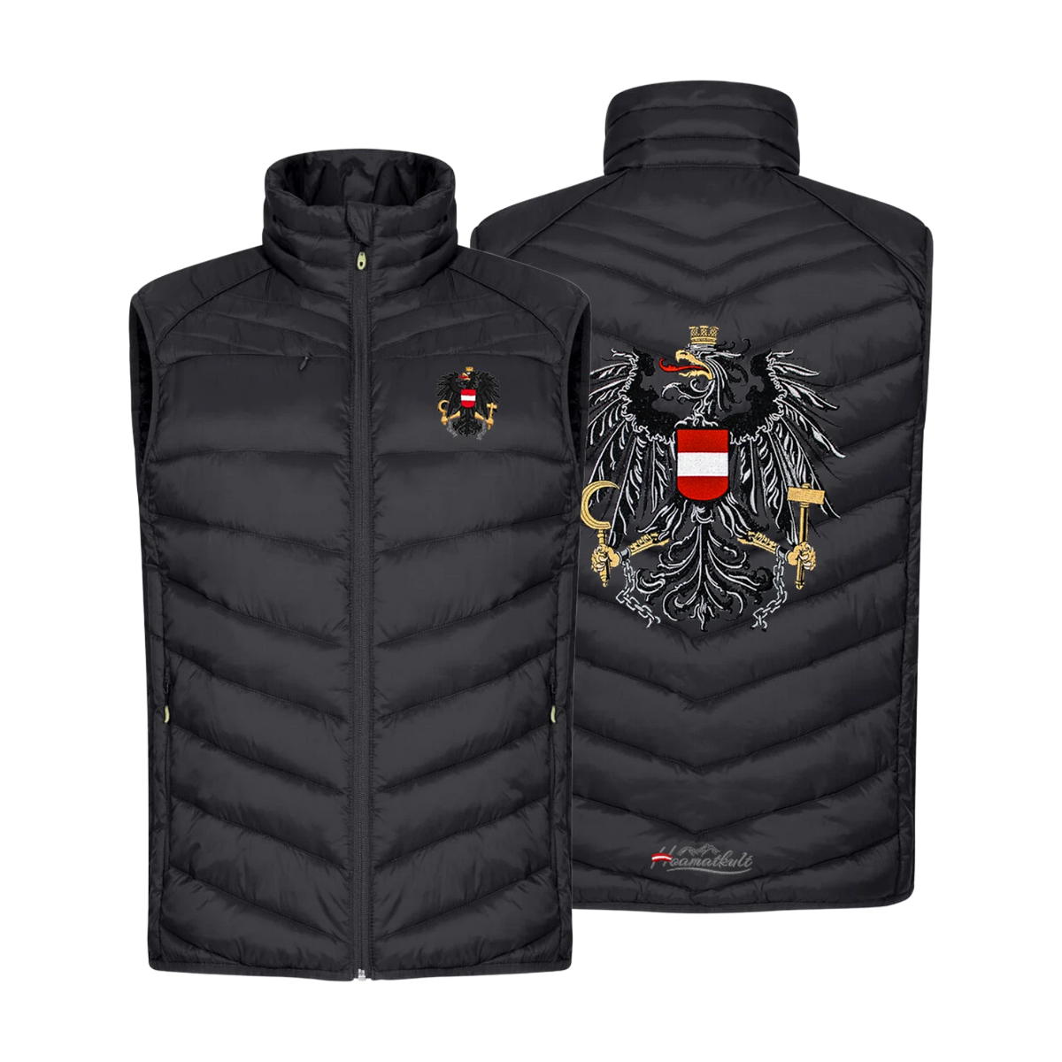 Schwarzes Österreich Adler Gilet wattiert #Farbe_Schwarz