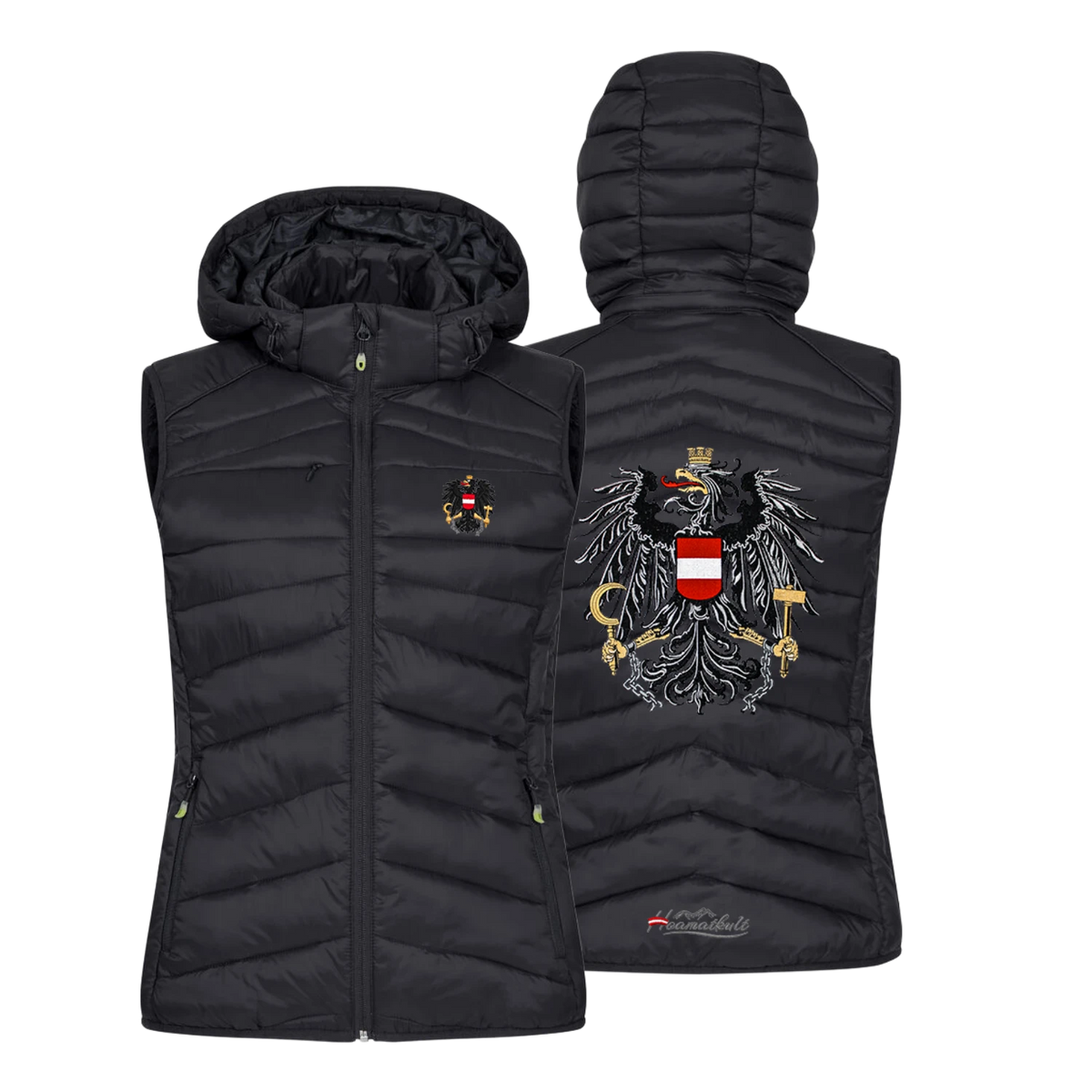 Schwarzes Österreich Gilet wattiert Damen #Farbe_Schwarz