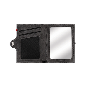 Adler Slim Wallet aus Echtleder mit Spiegel, Münzfach & RFID-Schutz - Schwarz