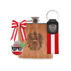 Silvester Glückspaket Geschenkpaket Flachmann Schlüsselanhänger Glücksbringer