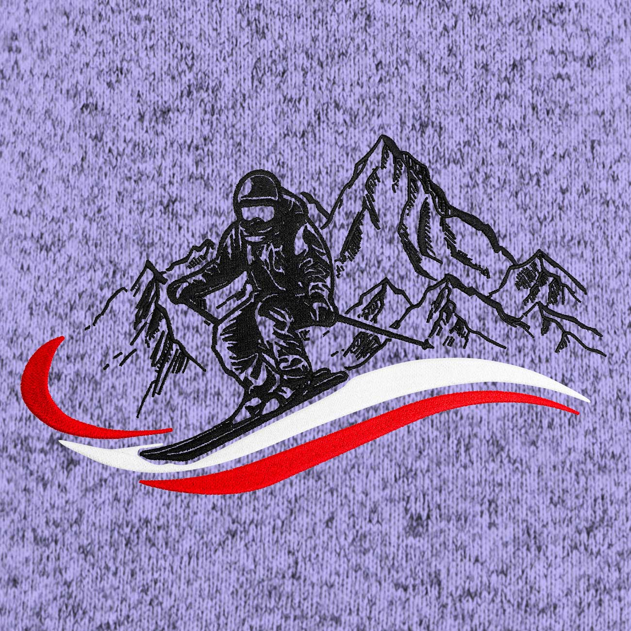 Ski Stickmotiv lila Hoamatkult