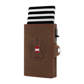 Smart Wallet Vintage Leder braun Österreich #Farbe_Vintage Braun - Rot Kontrast