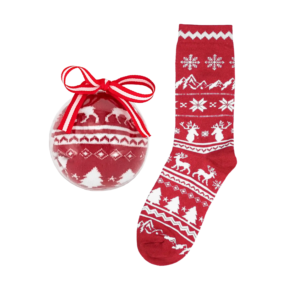 Socken Weihnachtsmotiv Christbaumkugel