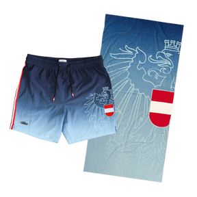 Sommer Kombo Badehose Badetuch dunkelblau #Farbe_Dunkelblau/Hellblau