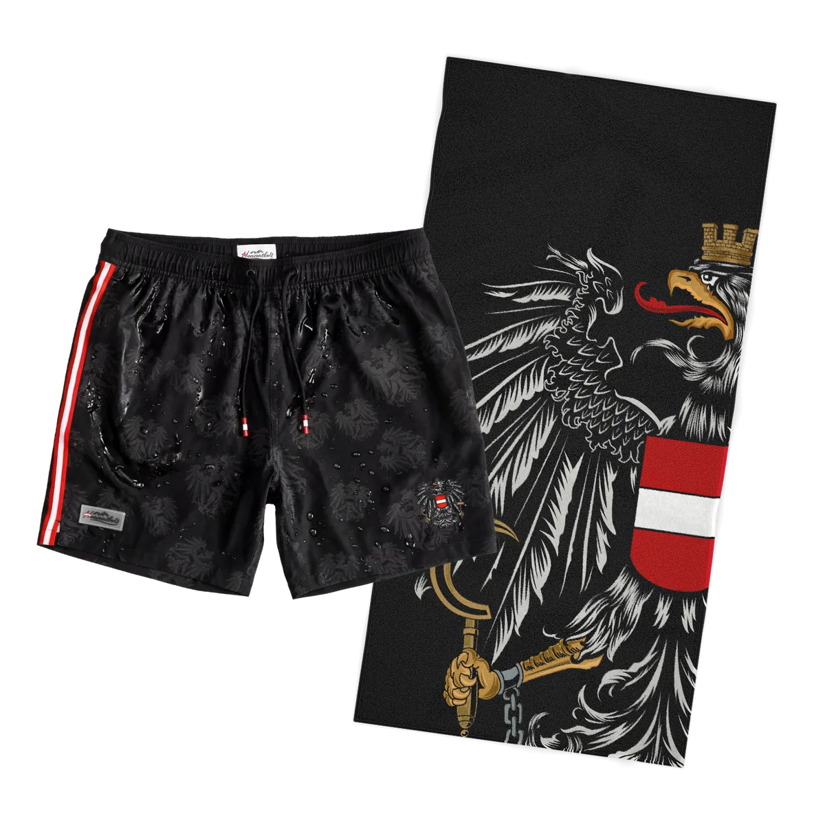 Sommer Kombo Badehose Badetuch schwarz nass #Farbe_Schwarz