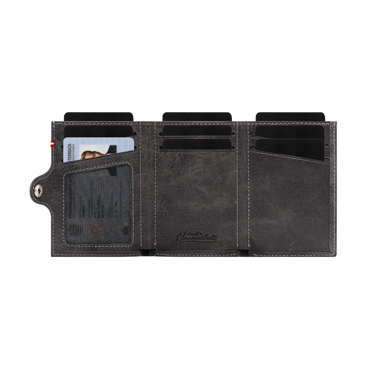 Adler Slim Wallet aus Echtleder mit Spiegel, Münzfach & RFID-Schutz - Schwarz