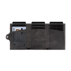 Adler Slim Wallet aus Echtleder mit Spiegel, Münzfach & RFID-Schutz - Schwarz