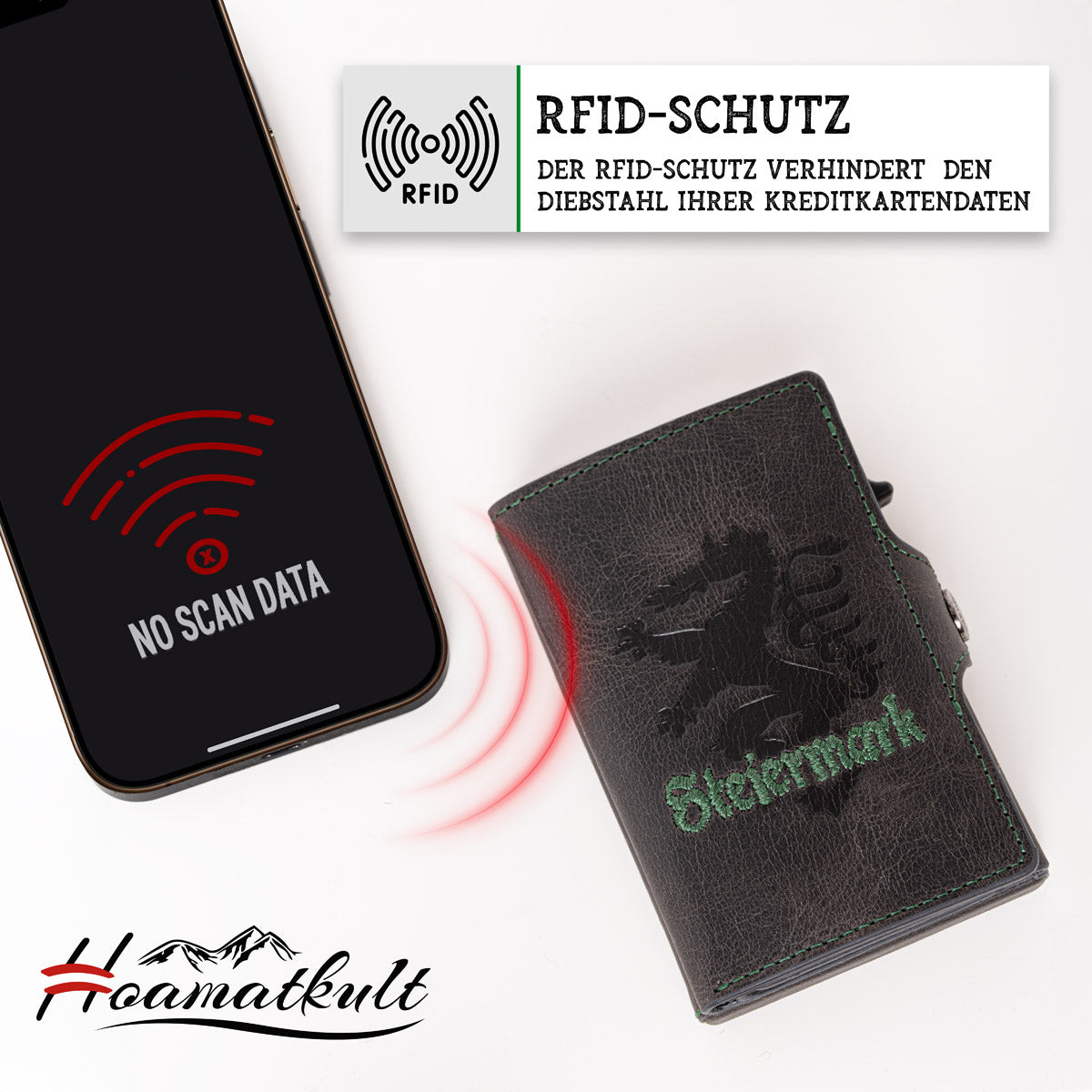 Adler Smart Wallet mit Karten-Pop-Up Funktion aus Echtleder - Steiermark