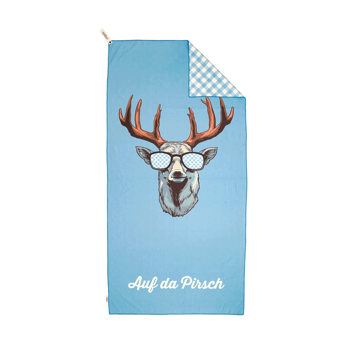 Strandtuch Hirsch Motiv blau
