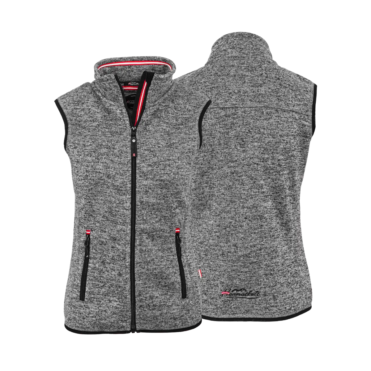 Strickfleece Gilet Damen Hoamatkult #Farbe_Dunkelgrau