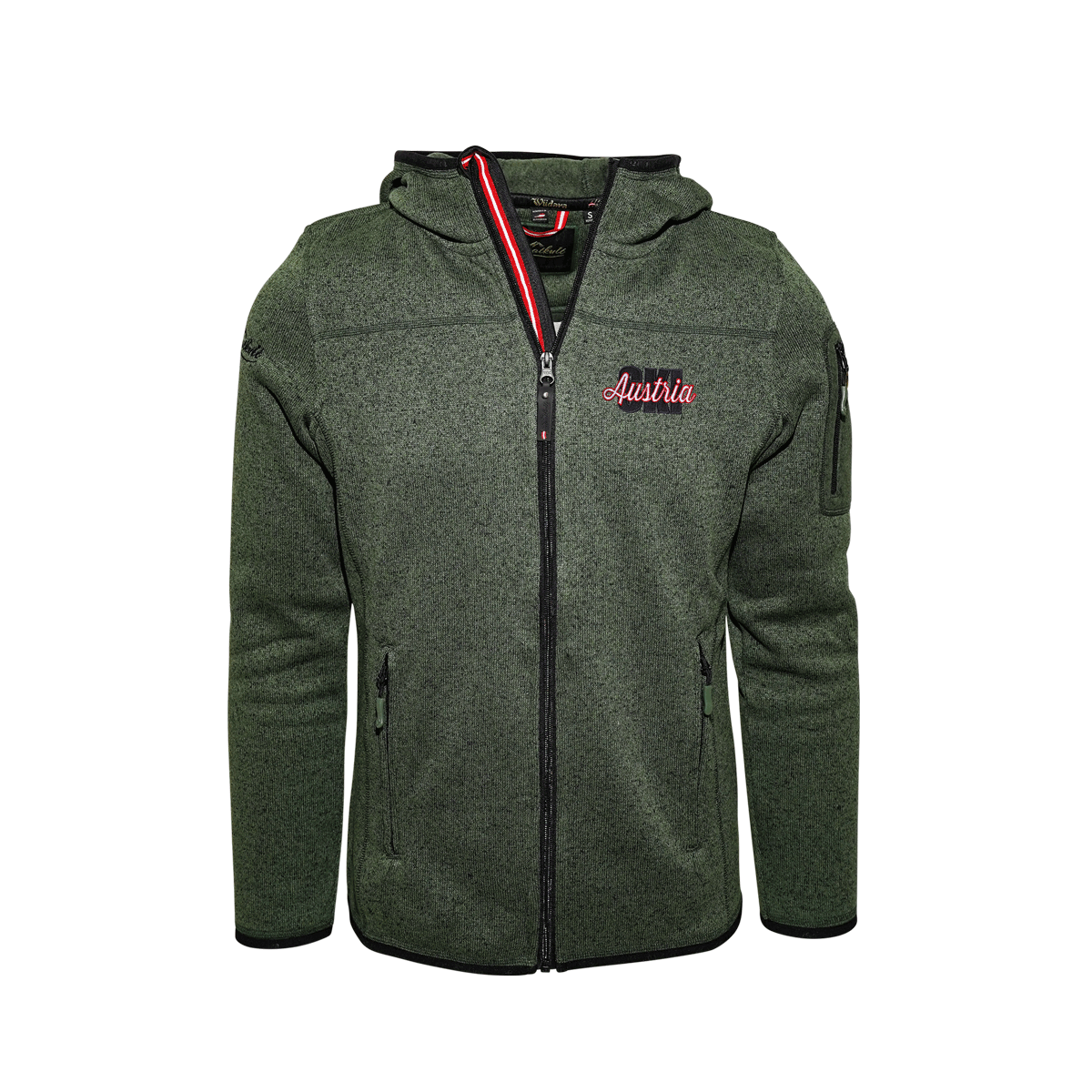 Strickfleece Jacke Herren grün Ski Motiv #Farbe_Dunkelgrün