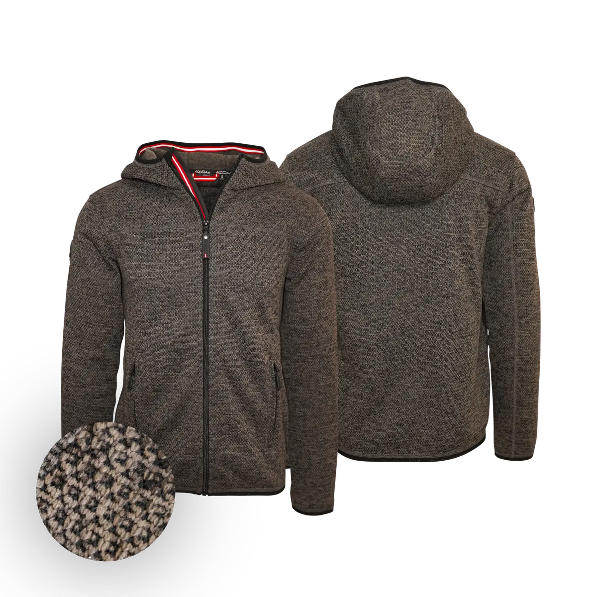 Trachten Fleece Jacke Strickoptik dunkelbraun Herren #Farbe_Dunkelbraun-Strick