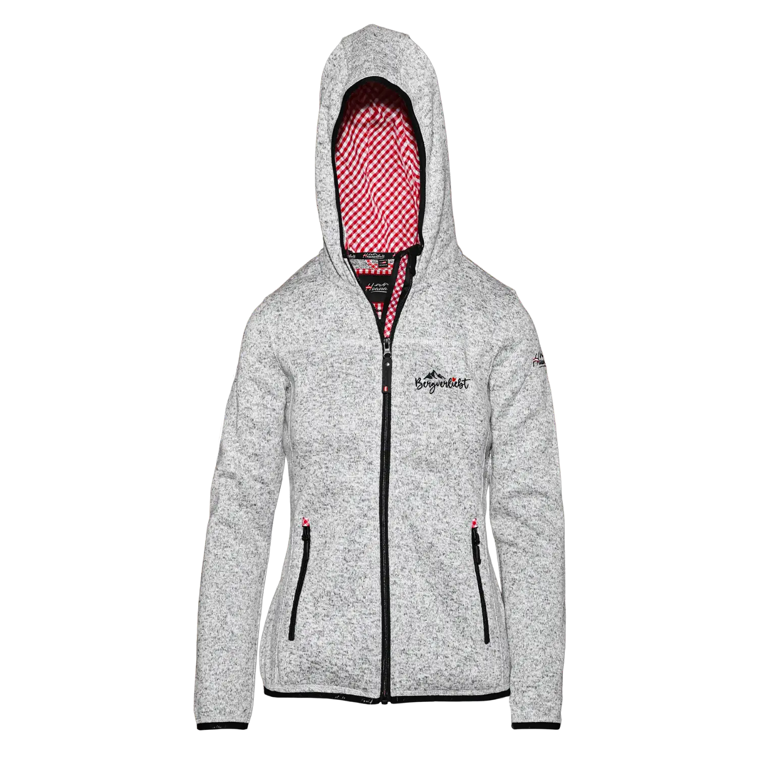 Bergverliebt Trachten Kultjacke mit Kapuze - Karo Rot