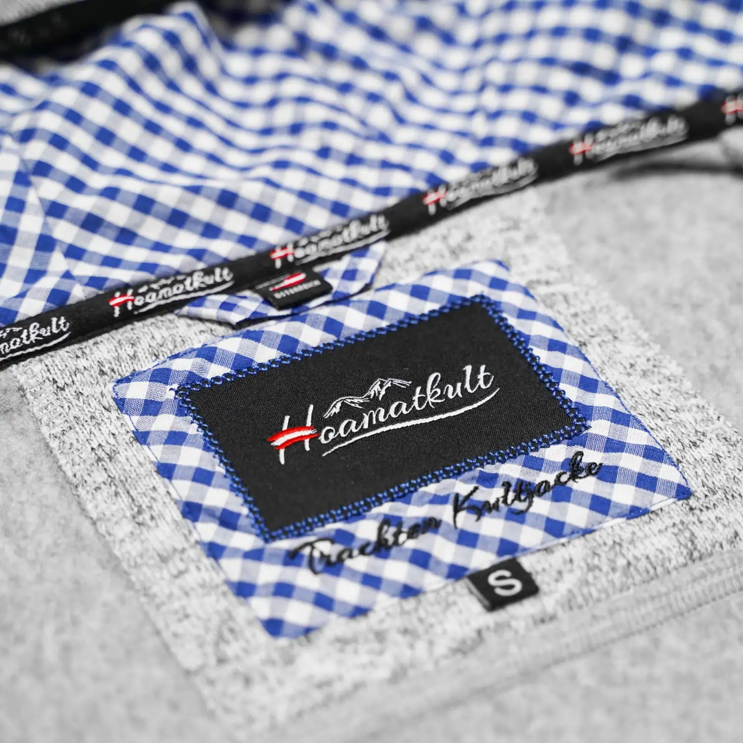 Trachten Kultjacke Label #Farbe_Blau-Kariert