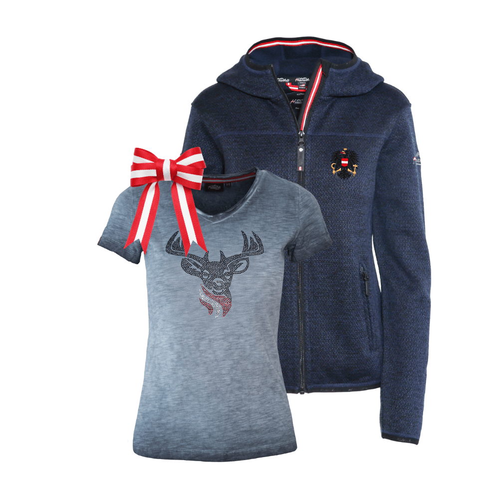 Geschenkpaket Weihnachten - Strickoptik Kultjacke und Hirsch T-Shirt