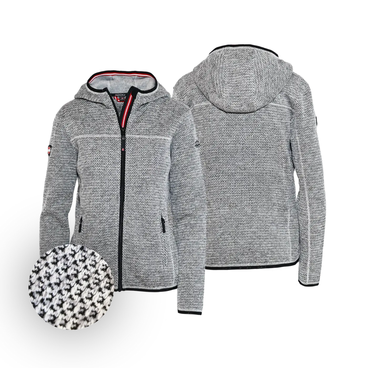Trachtige Fleece Jacke für Damen hellgrau #Farbe_Grau-Strick
