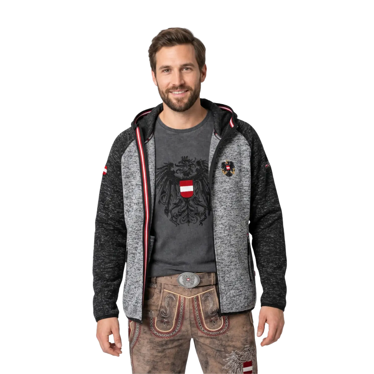 Österreich Raglan Kultjacke mit Kapuze - Kontrastoptik
