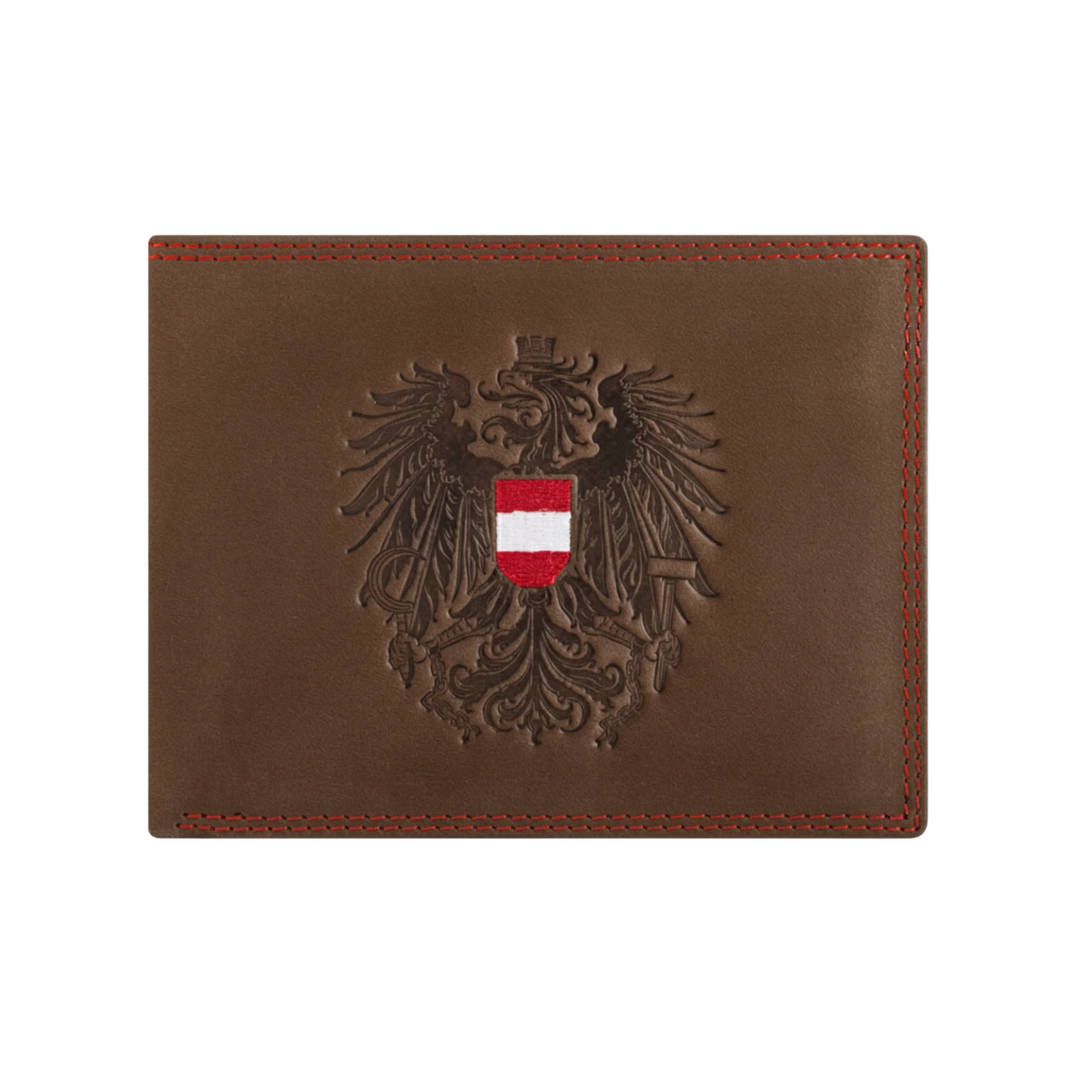 Vintage Leder Geldtasche Österreich #Farbe_Vintage Braun - Rot Kontrast