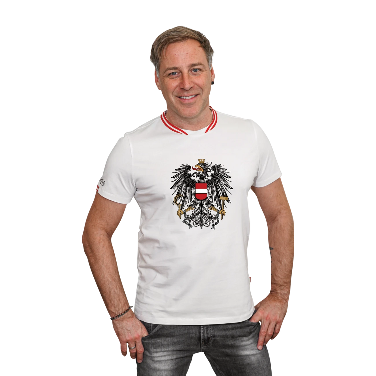 Weißes Herren T-Shirt Hoamatkult Österreich
