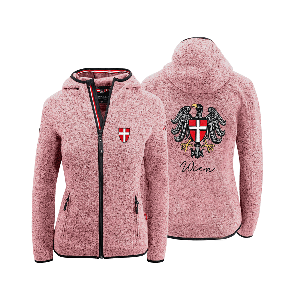 Wien Wappen Strickfleece Jacke für Damen rosa #Farbe_Rosa