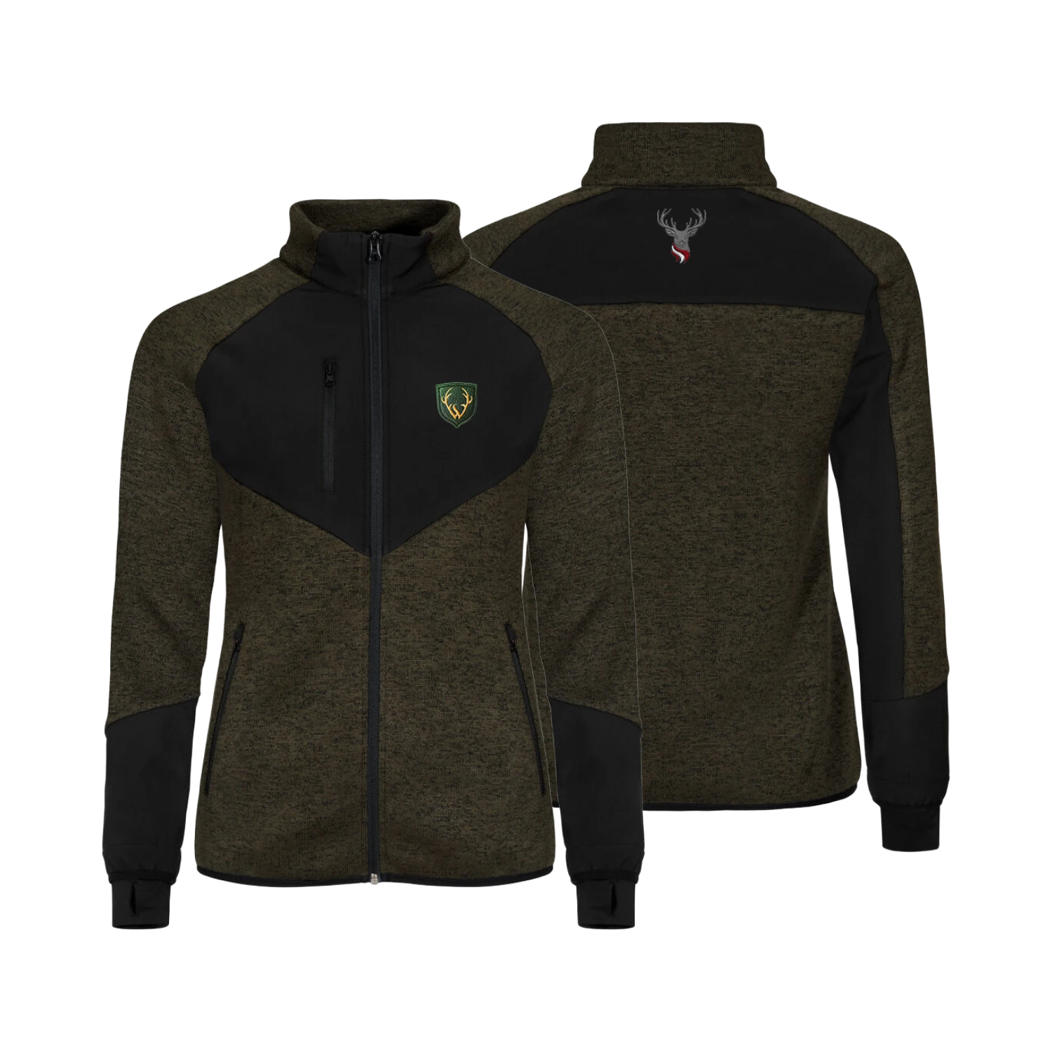 Hirsch Kultjacke Softshell-Fleece - Dunkelgrün