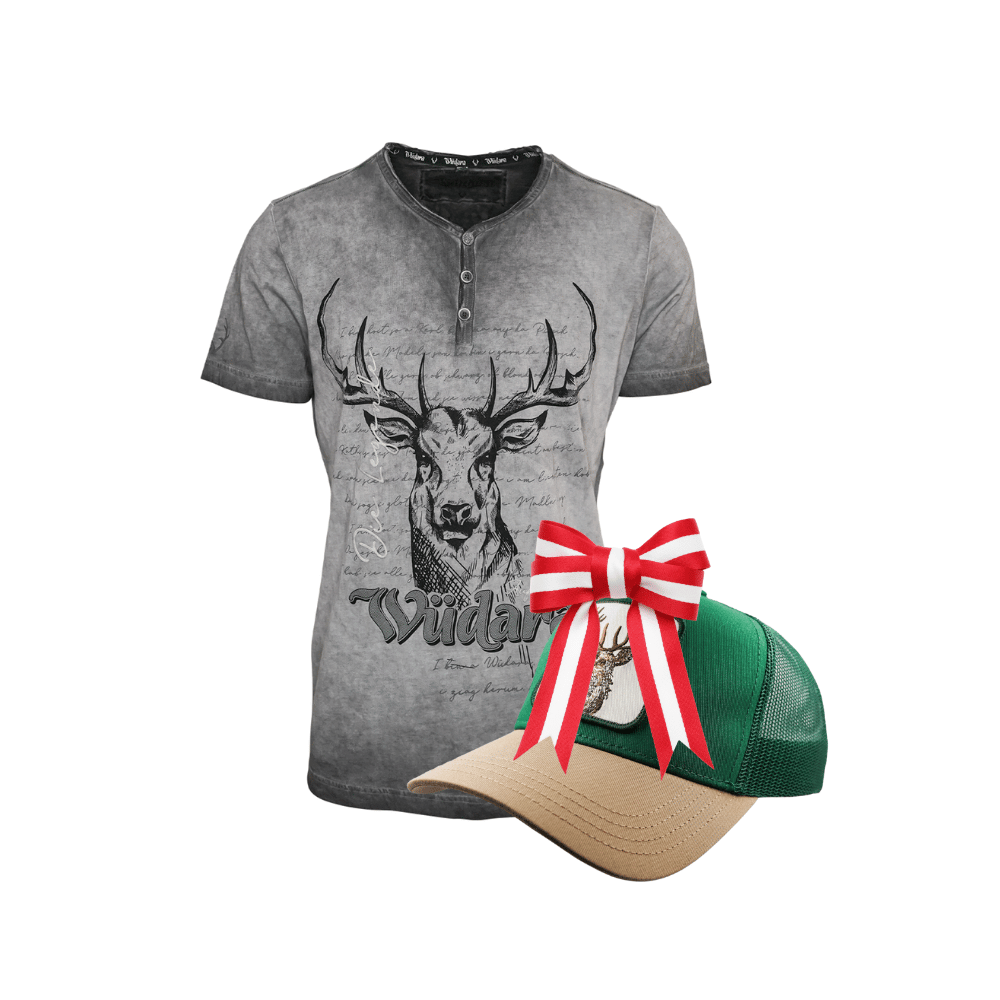 Wüdara Grau Shirt Cap Geschenkpaket #Farbe_Grau
