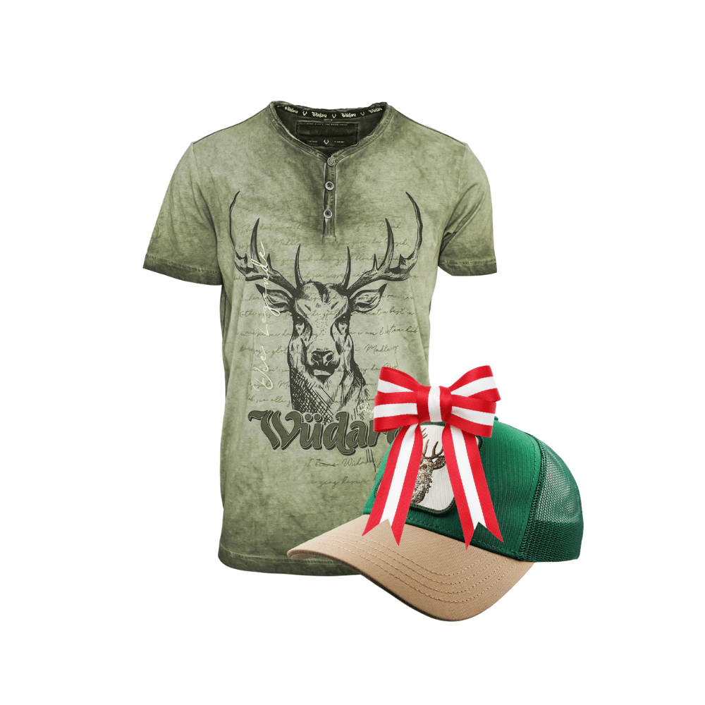 Wüdara Grau Shirt Cap Geschenkpaket #Farbe_Grün