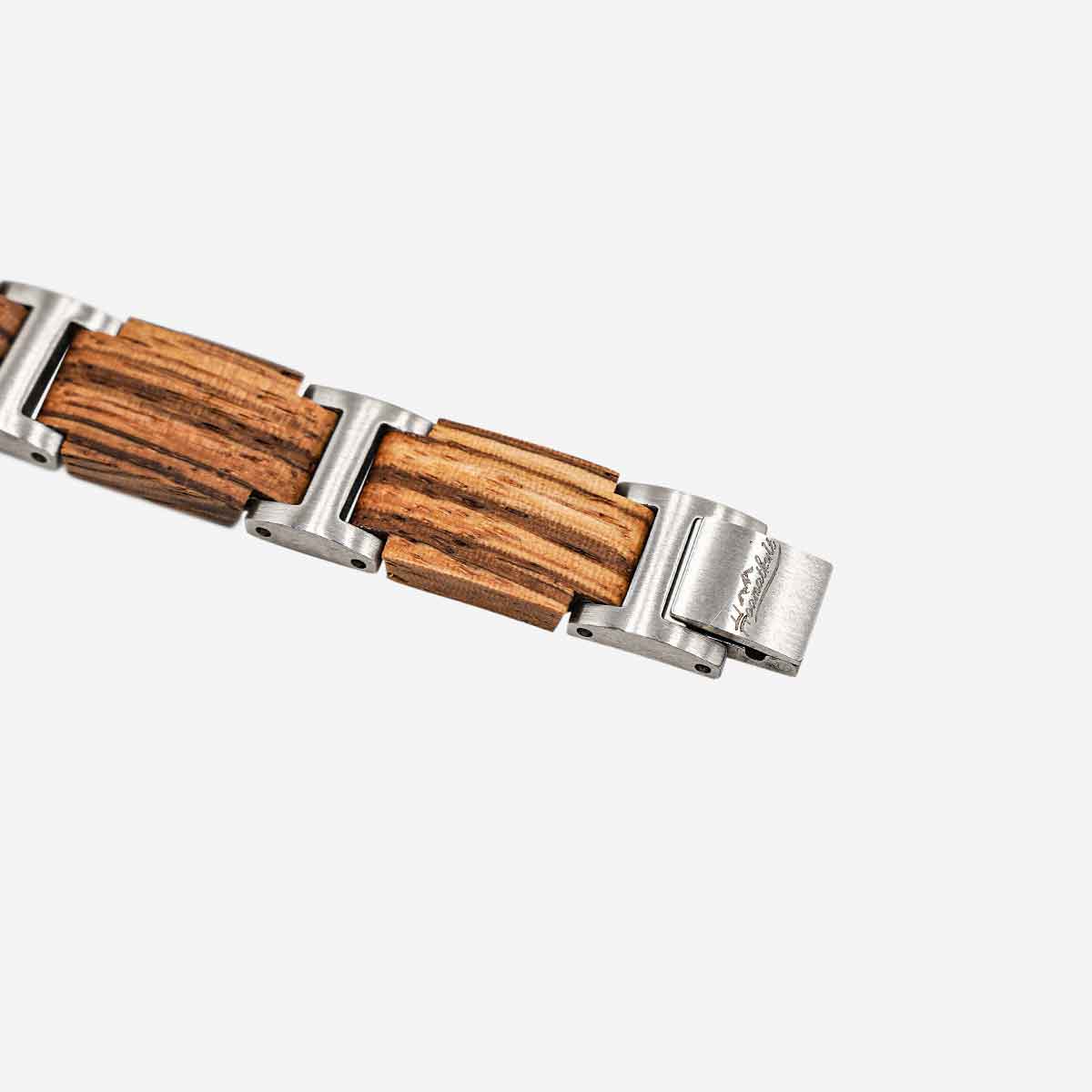 Holztick Bavaria Gliederarmband Nodus, Poliertes Edelstahl Mit Dunklem Walnussholz S0de001u