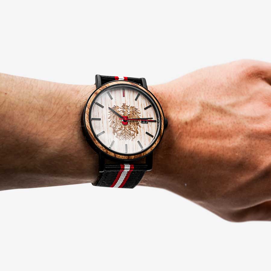 Österreich Adler Holzuhr Österreich Uhr kaufen Holzuhr Geschenk