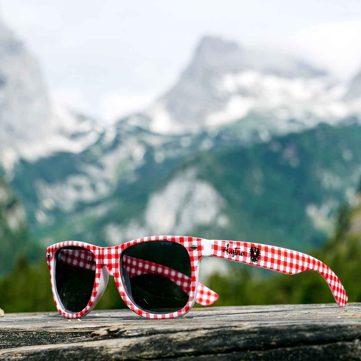 Oktoberfest Hut Set | Grauer Trachtenhut Mit Rot-weiß Karierter Brille | Für Damen & Herren